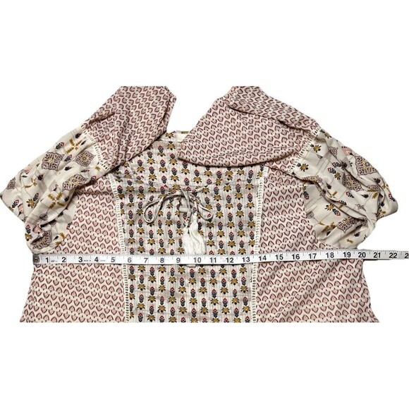 Style & Co Mixed Print Women’s XL Peasant Top Tassels Boho Lined Prairie Shirt - Picture 6 of 9